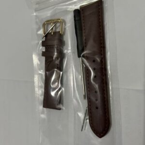 Dark brown calfskin leather + lined strap