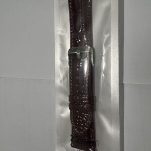 Dark brown glossy cowhide embossed watch strap